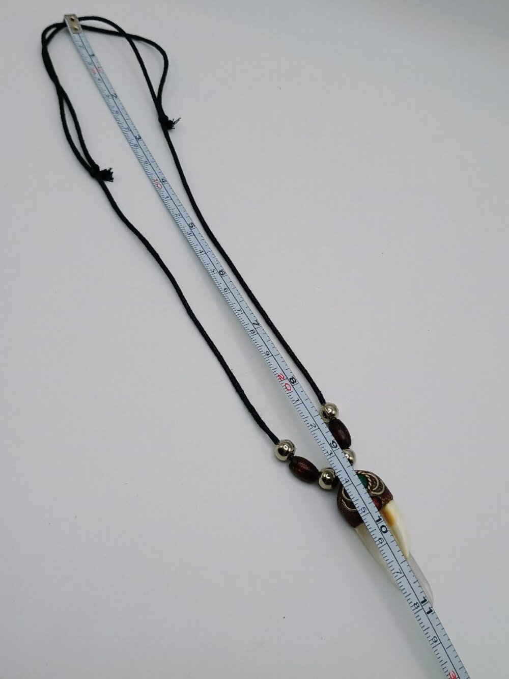 Handmade Macrame Necklace with Quartz Crystal and Sea Lion Tooth - Picture 7 of 7